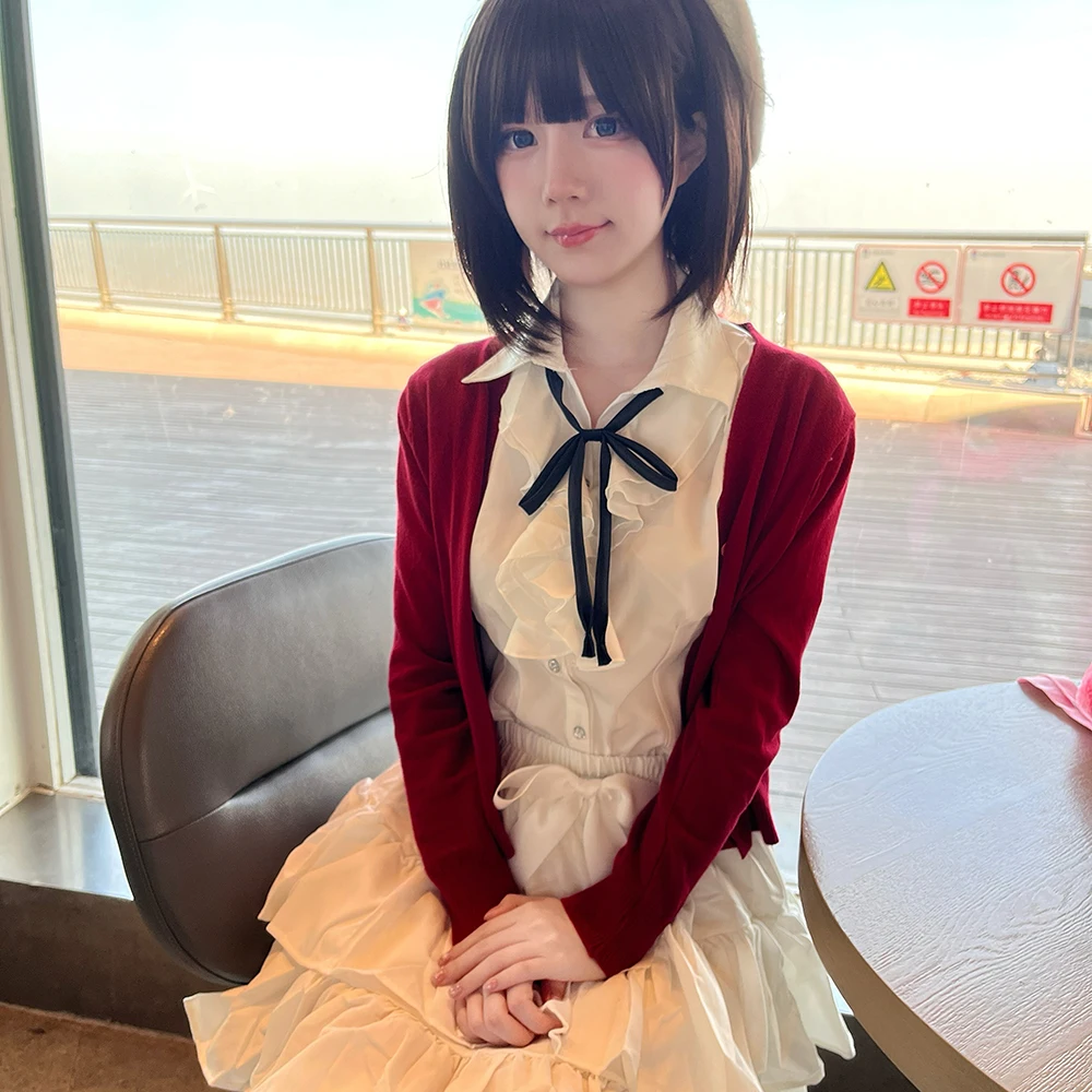فتاة معطف أحمر قميص تنورة مجمو - مراجعة Anime Cosplay Girlfriend وسعره