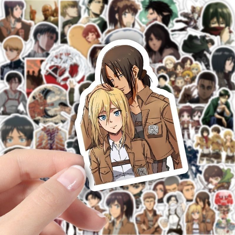 60 قطعة ملصقات أنيمي هجوم العم - مراجعة Anime Cosplay Diy وسعره